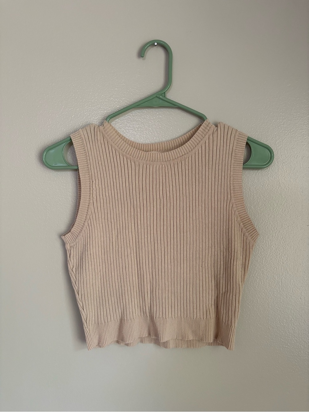 Ribbed Sleeveless Knit Tank Top - Cream